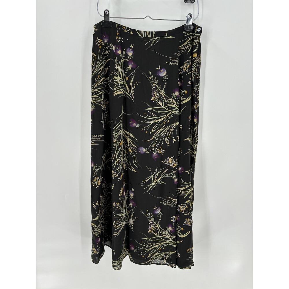 Preston & York Vintage Skirt Womens 16 Black Floral Midi Lined Zip Up Straight